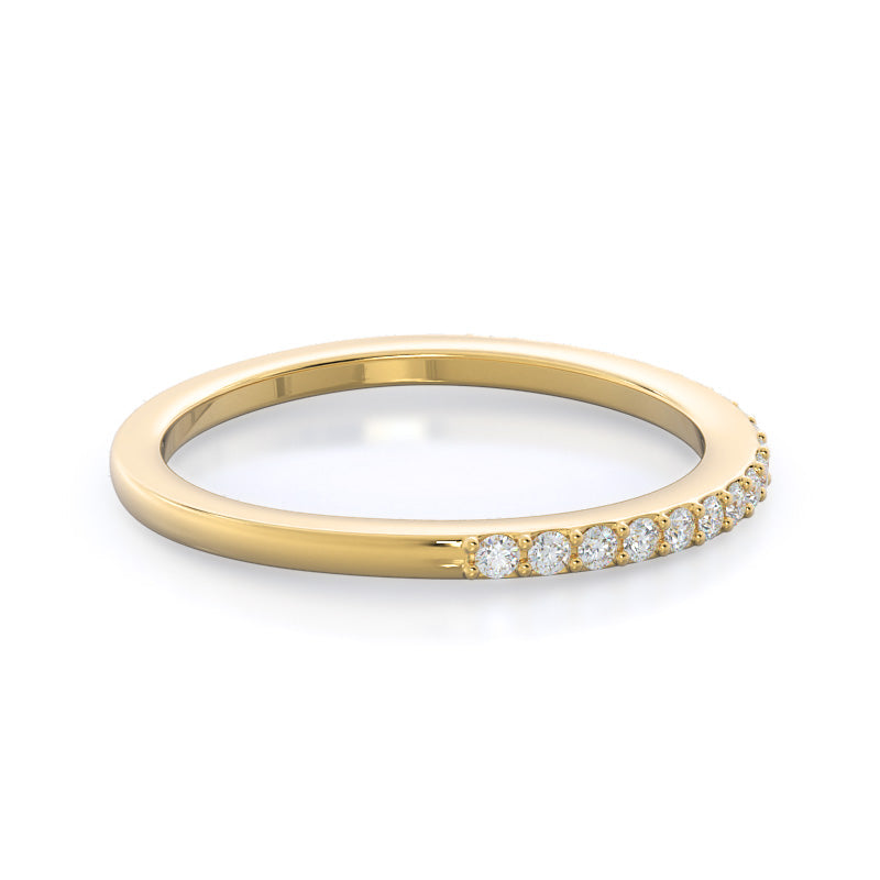Split Shank Rounded Halo Diamond Wedding Band with 18KT Yellow Gold Cut Diamond in 14KT Yellow Gold view 4
