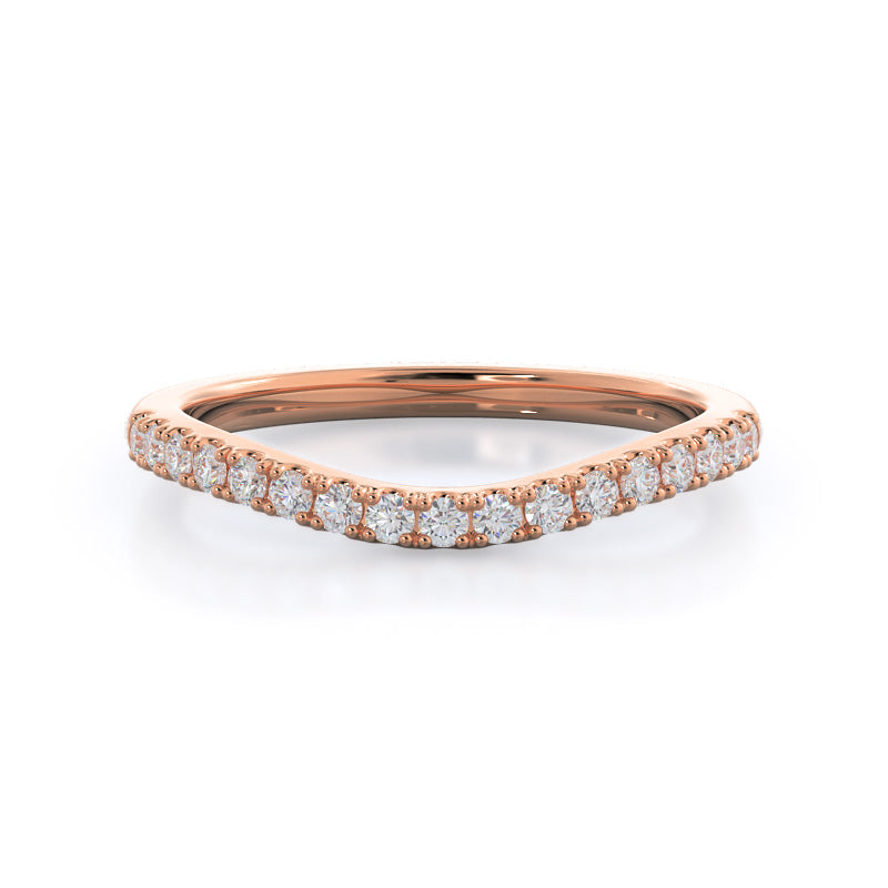 Split Shank Halo Diamond Wedding Band with 18KT Rose Gold Cut Diamond in 14KT Rose Gold view 1
