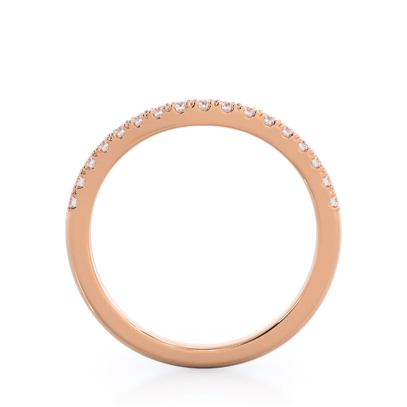 Split Shank Halo Diamond Wedding Band with 18KT Rose Gold Cut Diamond in 14KT Rose Gold view 2
