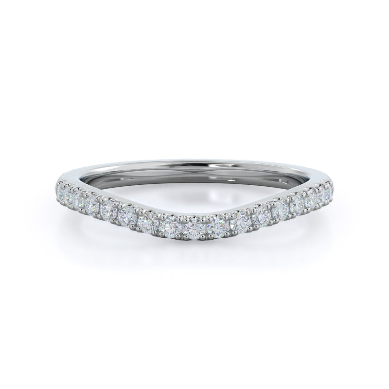 Split Shank Halo Diamond Wedding Band with Platinum Cut Diamond in 14KT Platinum view 1
