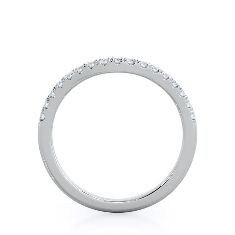 Split Shank Halo Diamond Wedding Band with Platinum Cut Diamond in 14KT Platinum view 2
