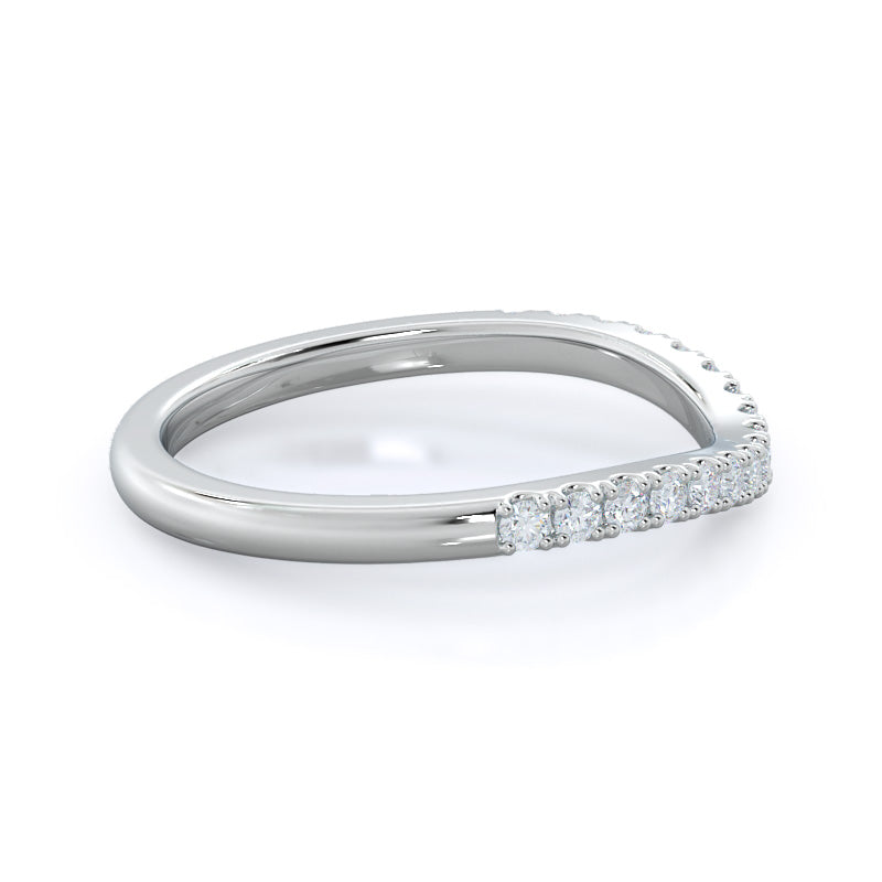 Split Shank Halo Diamond Wedding Band with Platinum Cut Diamond in 14KT Platinum view 4
