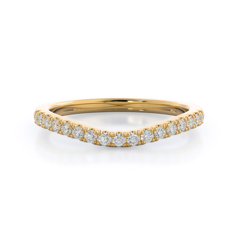 Split Shank Halo Diamond Wedding Band with 18KT Yellow Gold Cut Diamond in 14KT Yellow Gold view 1
