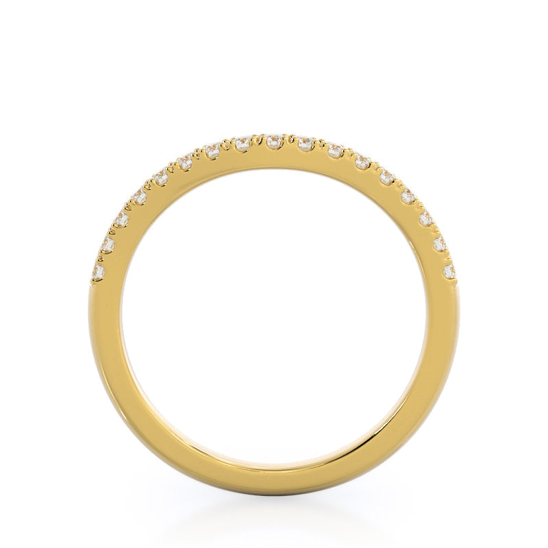 Split Shank Halo Diamond Wedding Band with 18KT Yellow Gold Cut Diamond in 14KT Yellow Gold view 2
