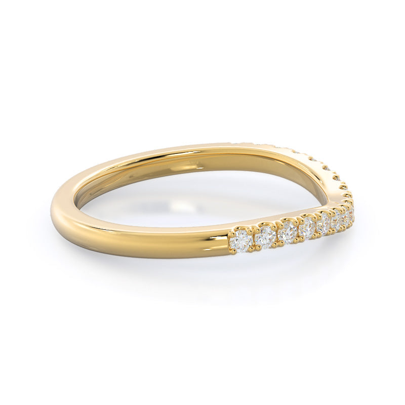 Split Shank Halo Diamond Wedding Band with 18KT Yellow Gold Cut Diamond in 14KT Yellow Gold view 4
