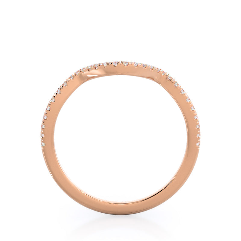 Open Twisting Diamond Wedding Band with 18KT Rose Gold Cut Diamond in 14KT Rose Gold view 2
