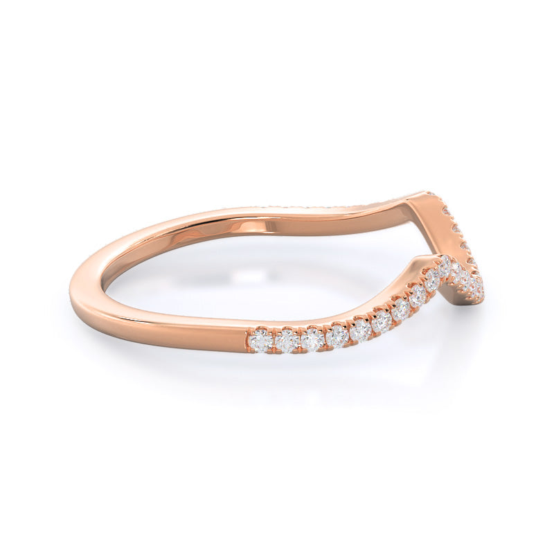 Open Twisting Diamond Wedding Band with 18KT Rose Gold Cut Diamond in 14KT Rose Gold view 4
