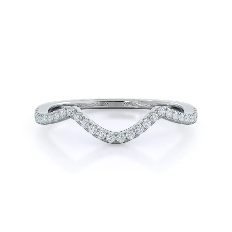 Open Twisting Diamond Wedding Band with Platinum Cut Diamond in 14KT Platinum view 1
