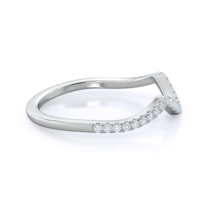 Open Twisting Diamond Wedding Band with Platinum Cut Diamond in 14KT Platinum view 4
