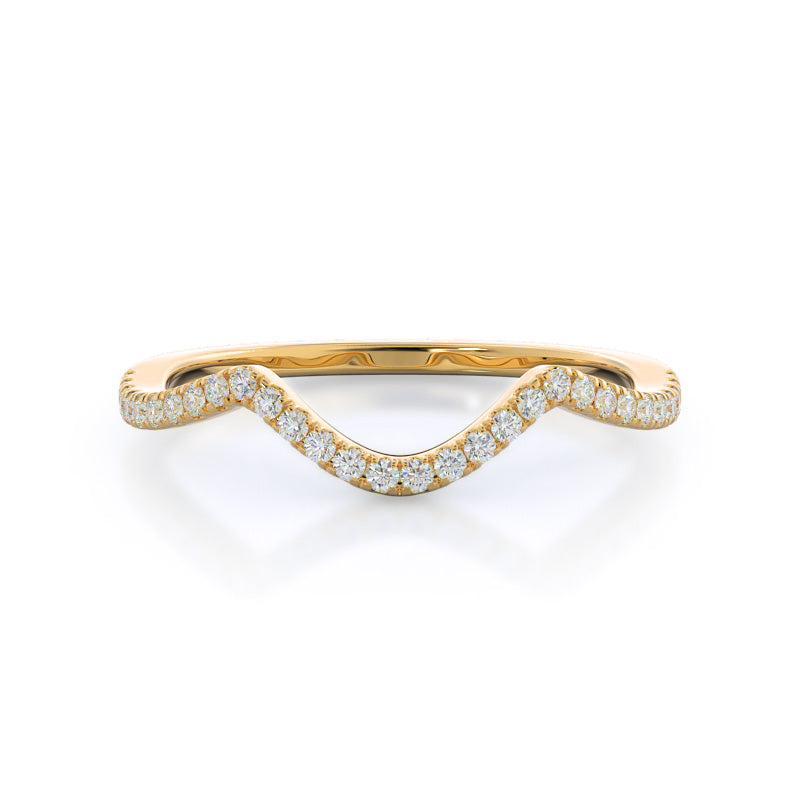 Open Twisting Diamond Wedding Band with 18KT Yellow Gold Cut Diamond in 14KT Yellow Gold view 1
