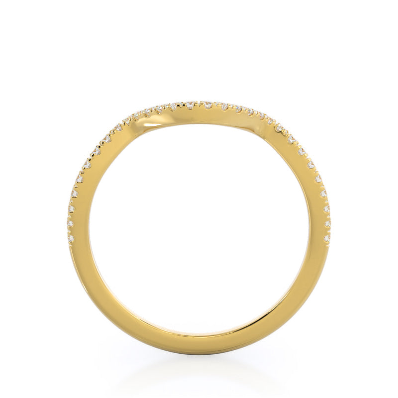 Open Twisting Diamond Wedding Band with 18KT Yellow Gold Cut Diamond in 14KT Yellow Gold view 2
