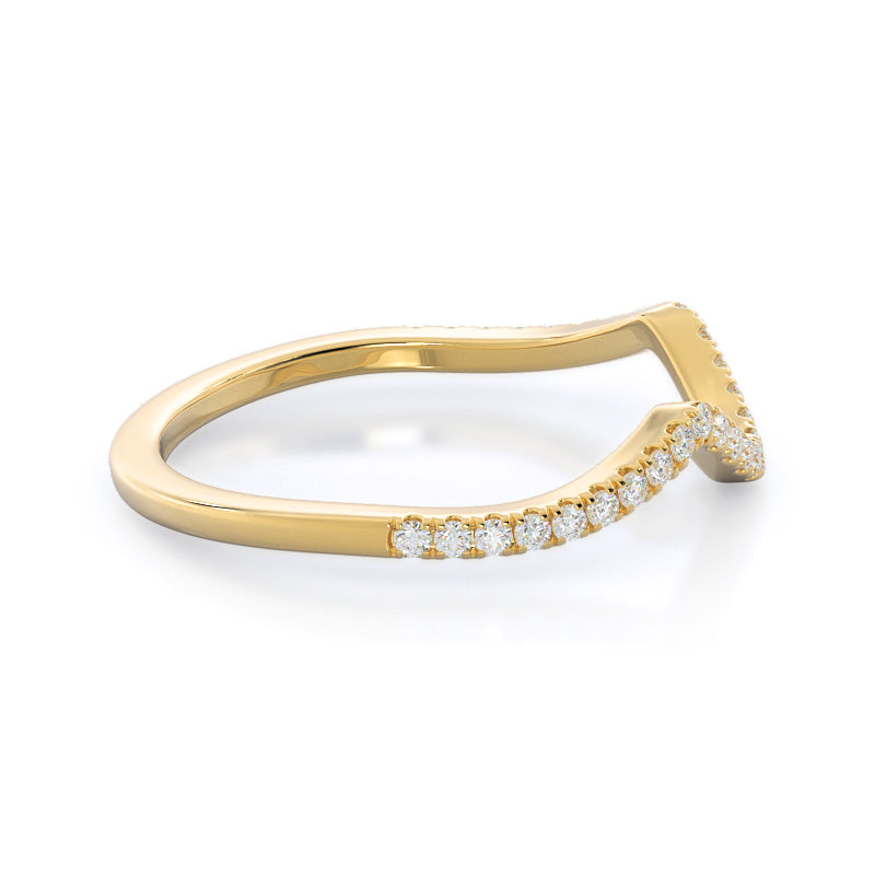 Open Twisting Diamond Wedding Band with 18KT Yellow Gold Cut Diamond in 14KT Yellow Gold view 4
