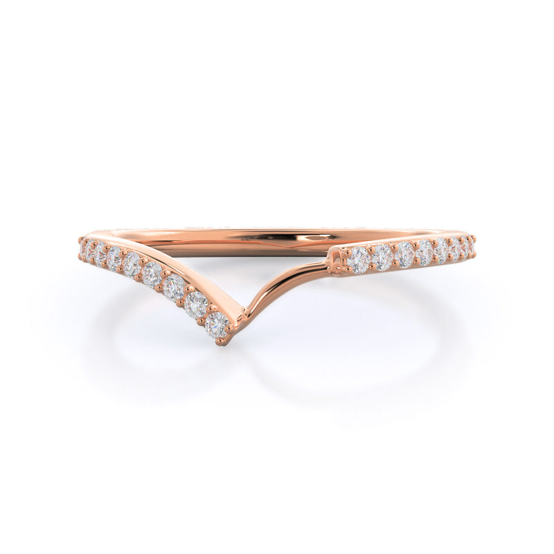 Opening Twist Halo Diamond Wedding Band with 18KT Rose Gold Cut Diamond in 14KT Rose Gold view 1
