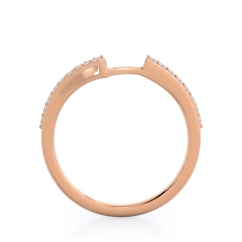 Opening Twist Halo Diamond Wedding Band with 18KT Rose Gold Cut Diamond in 14KT Rose Gold view 2
