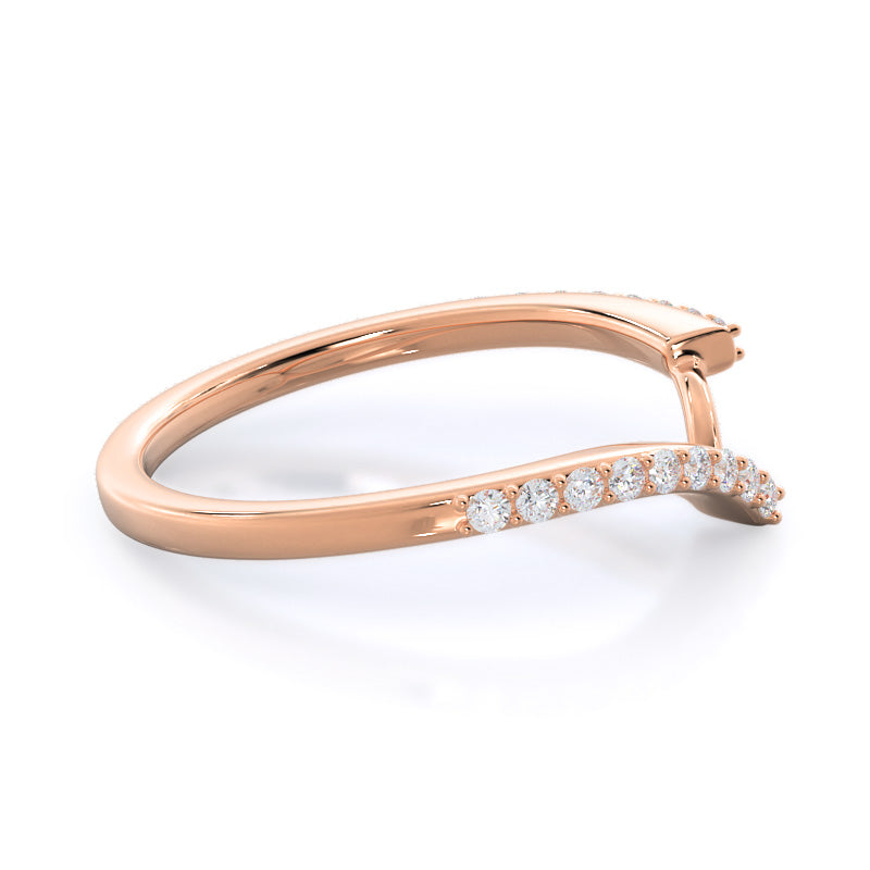 Opening Twist Halo Diamond Wedding Band with 18KT Rose Gold Cut Diamond in 14KT Rose Gold view 4
