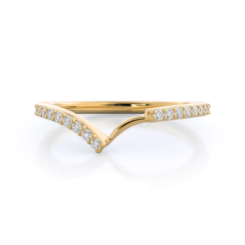 Opening Twist Halo Diamond Wedding Band with 18KT Yellow Gold Cut Diamond in 14KT Yellow Gold view 1
