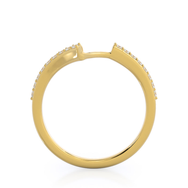 Opening Twist Halo Diamond Wedding Band with 18KT Yellow Gold Cut Diamond in 14KT Yellow Gold view 2
