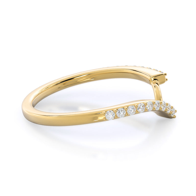 Opening Twist Halo Diamond Wedding Band with 18KT Yellow Gold Cut Diamond in 14KT Yellow Gold view 4
