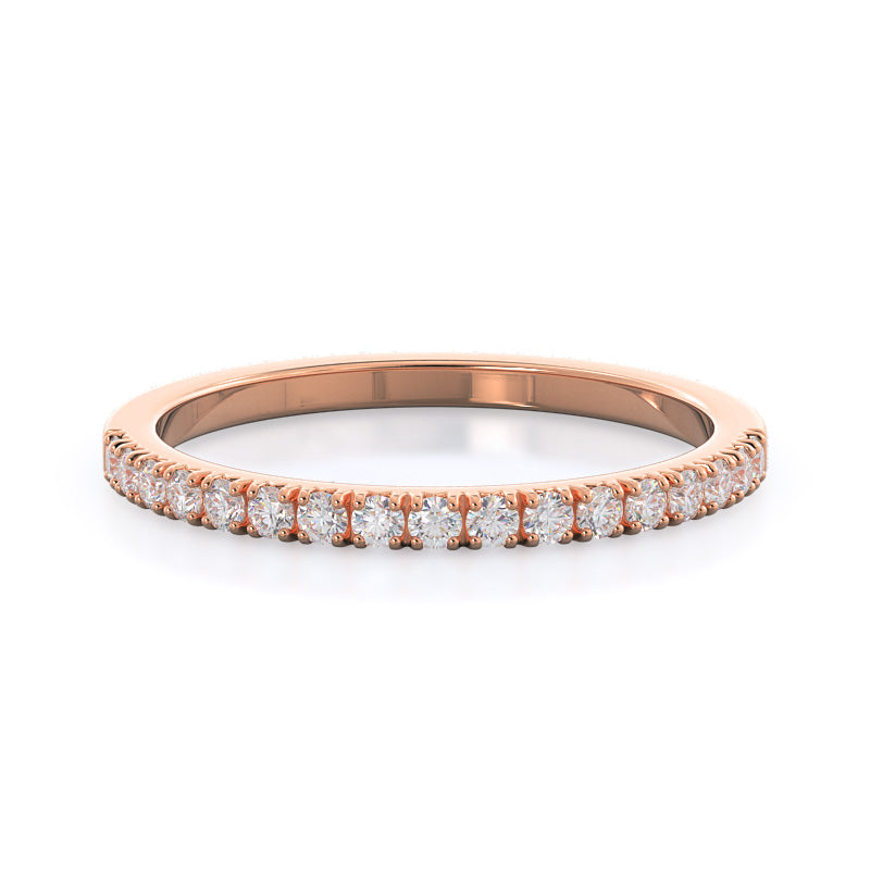 Squarish Halo Diamond Wedding Band with 18KT Rose Gold Cut Diamond in 14KT Rose Gold view 1
