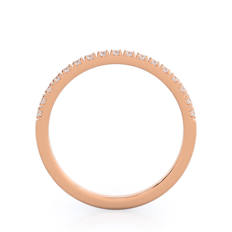 Squarish Halo Diamond Wedding Band with 18KT Rose Gold Cut Diamond in 14KT Rose Gold view 2
