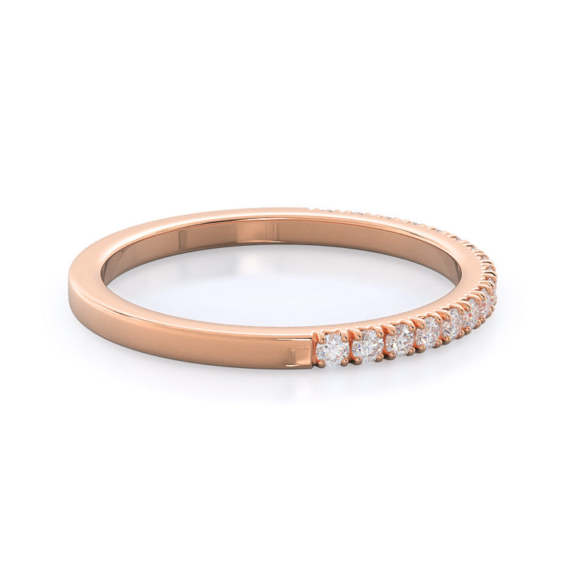 Squarish Halo Diamond Wedding Band with 18KT Rose Gold Cut Diamond in 14KT Rose Gold view 4
