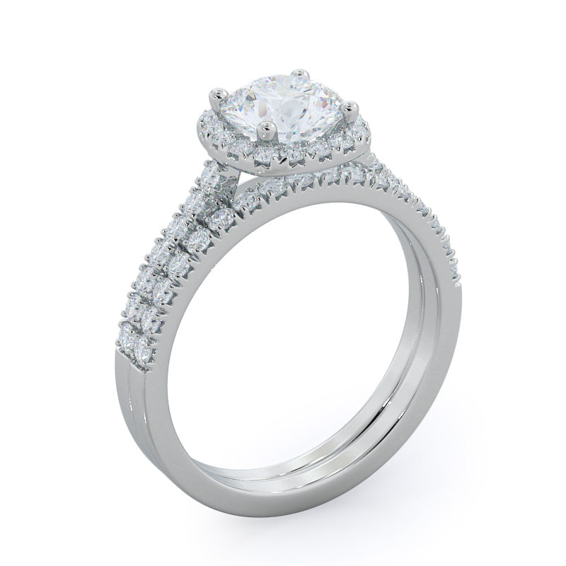 Squarish Halo Diamond Wedding Band with Platinum Cut Diamond in 14KT Platinum view 3
