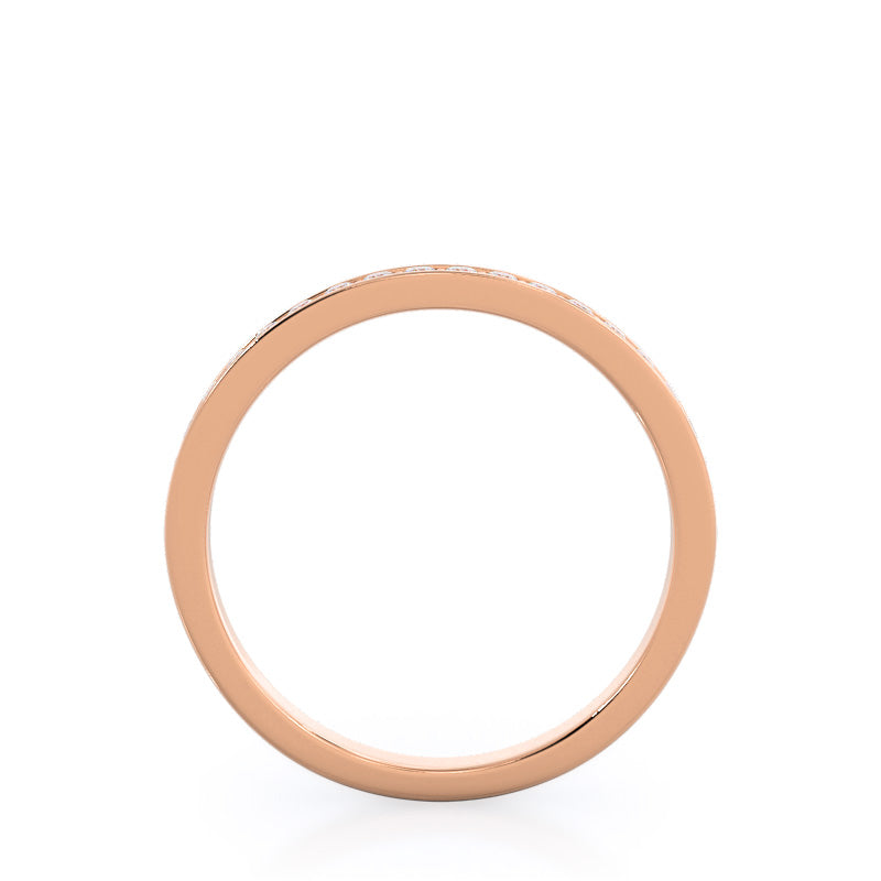 Walled Pave Hidden Halo Diamond Wedding Band with 18KT Rose Gold Cut Diamond in 14KT Rose Gold view 2
