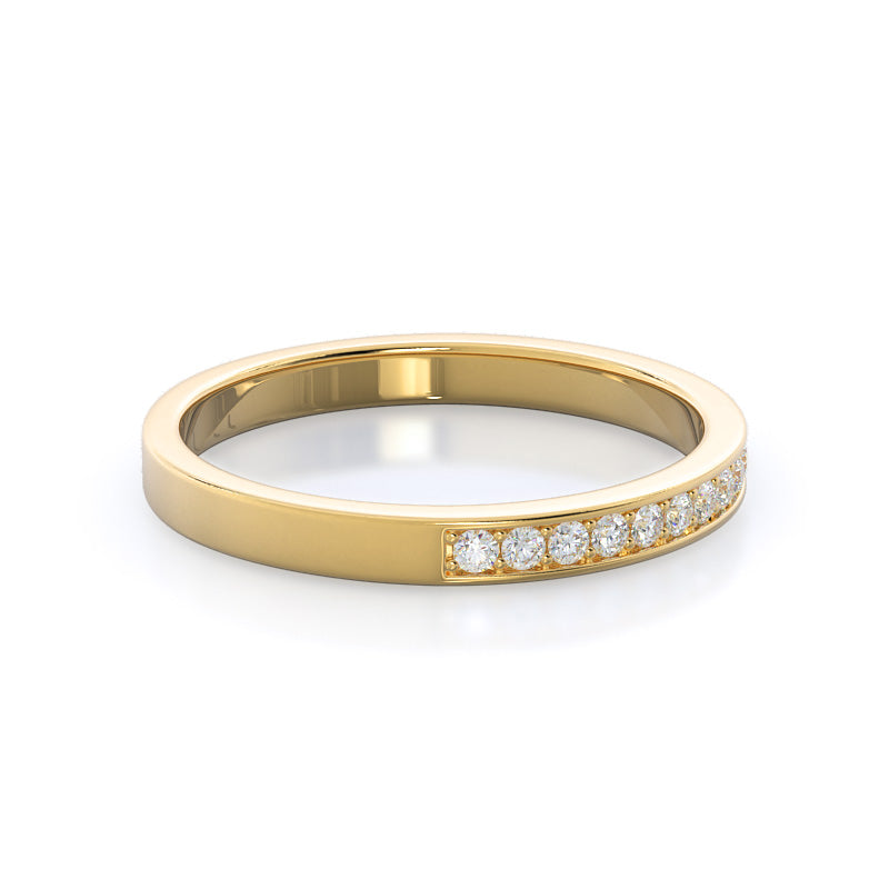 Walled Pave Hidden Halo Diamond Wedding Band with 18KT Yellow Gold Cut Diamond in 14KT Yellow Gold view 4
