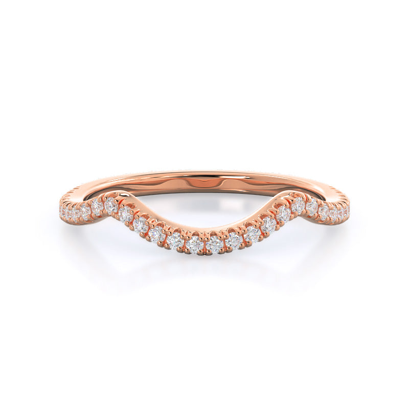 Twisting Split Shank Halo Wedding Band with 18KT Rose Gold Cut Diamond in 14KT Rose Gold view 1
