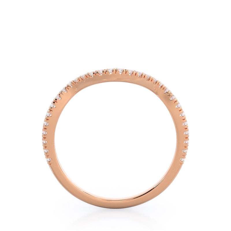 Twisting Split Shank Halo Wedding Band with 18KT Rose Gold Cut Diamond in 14KT Rose Gold view 2
