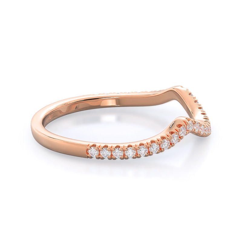 Twisting Split Shank Halo Wedding Band with 18KT Rose Gold Cut Diamond in 14KT Rose Gold view 4
