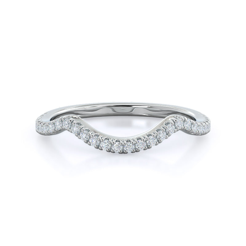 Twisting Split Shank Halo Wedding Band with Platinum Cut Diamond in 14KT Platinum view 1
