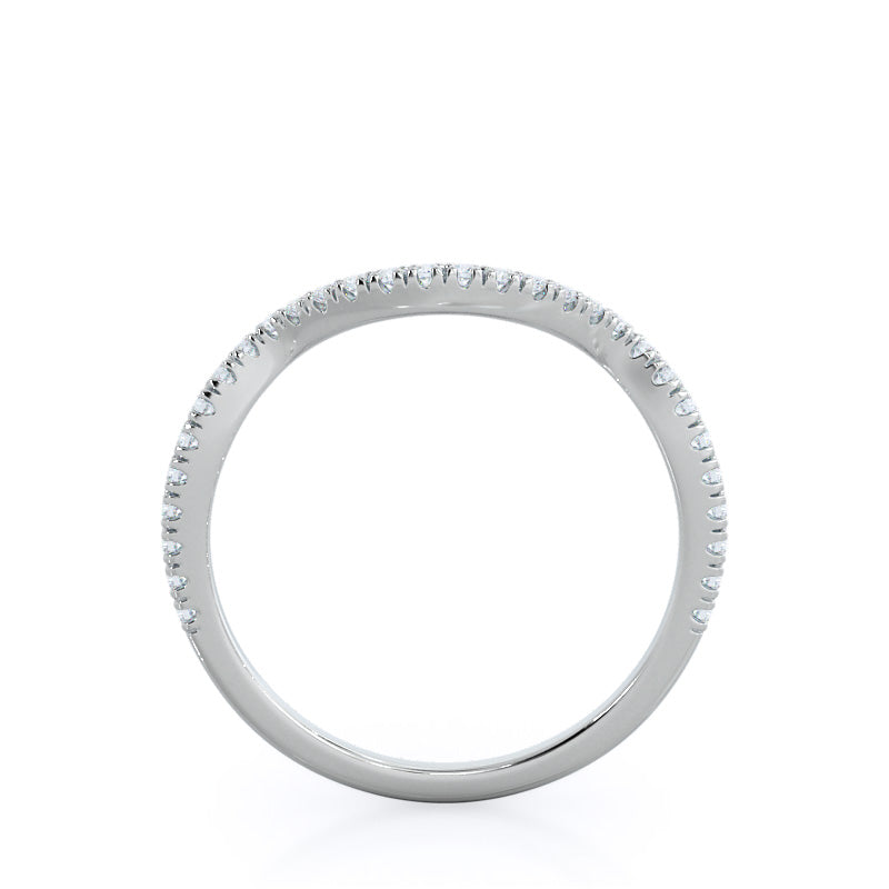 Twisting Split Shank Halo Wedding Band with Platinum Cut Diamond in 14KT Platinum view 2

