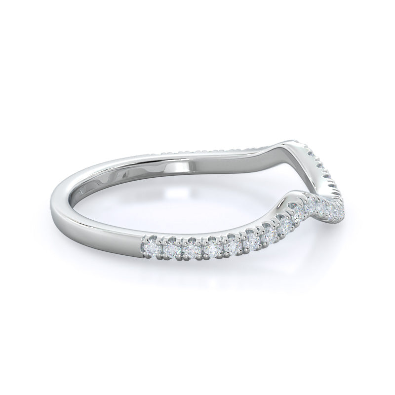 Twisting Split Shank Halo Wedding Band with Platinum Cut Diamond in 14KT Platinum view 4
