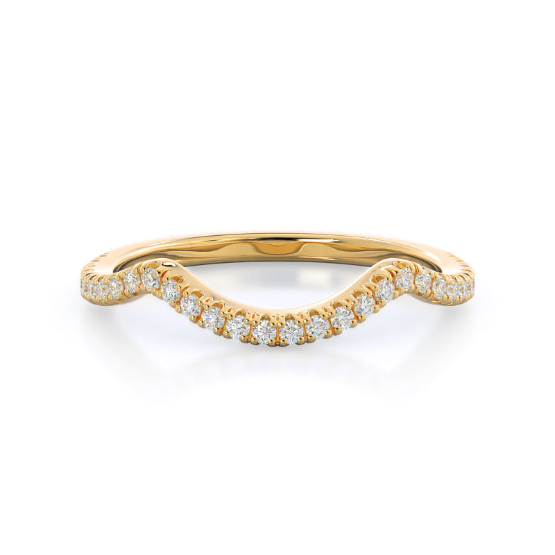 Twisting Split Shank Halo Wedding Band with 18KT Yellow Gold Cut Diamond in 14KT Yellow Gold view 1
