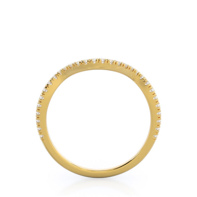 Twisting Split Shank Halo Wedding Band with 18KT Yellow Gold Cut Diamond in 14KT Yellow Gold view 2
