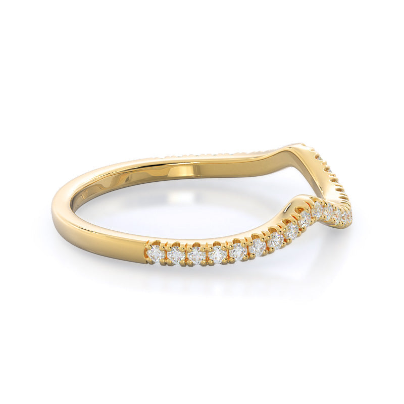 Twisting Split Shank Halo Wedding Band with 18KT Yellow Gold Cut Diamond in 14KT Yellow Gold view 4
