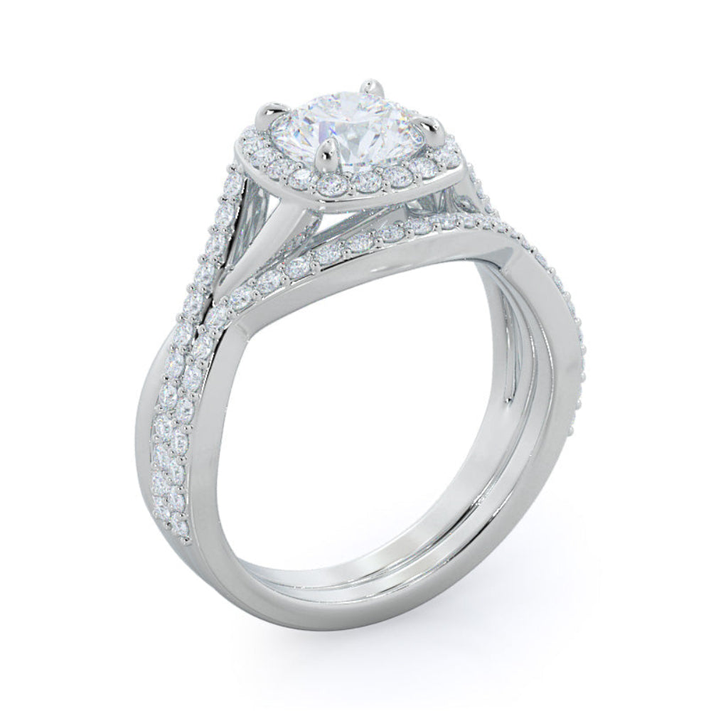 Oval Cut Swaying Split Shank Halo Diamond Engagement Ring with Lab Grown Diamond in 14KT Rose Gold view 5
