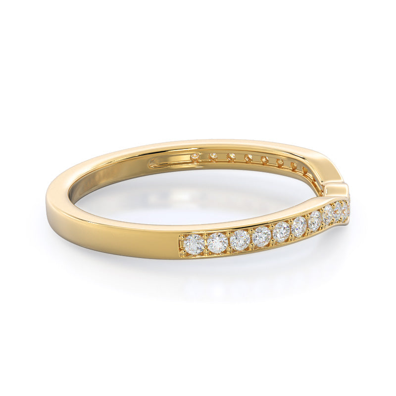 Triangular Three Stone Diamond Wedding Band with 18KT Yellow Gold Cut Diamond in 14KT Yellow Gold view 4
