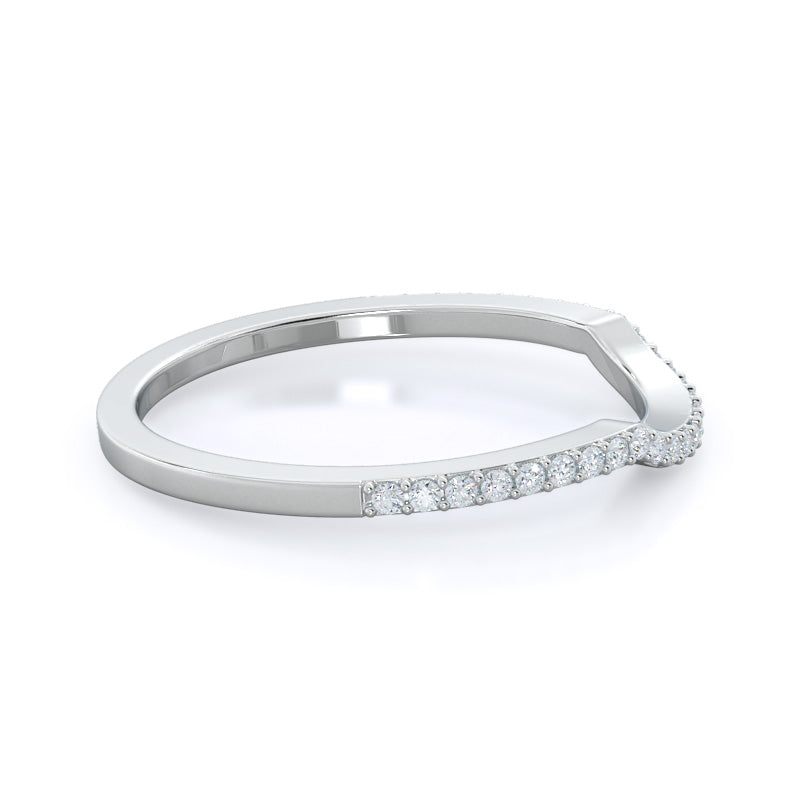 Accent Halo Three Stone Diamond Wedding Band with Platinum Cut Diamond in 14KT Platinum view 4
