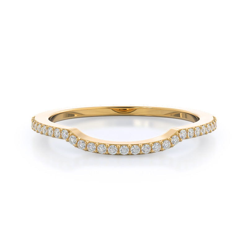 Accent Halo Three Stone Diamond Wedding Band with 18KT Yellow Gold Cut Diamond in 14KT Yellow Gold view 1
