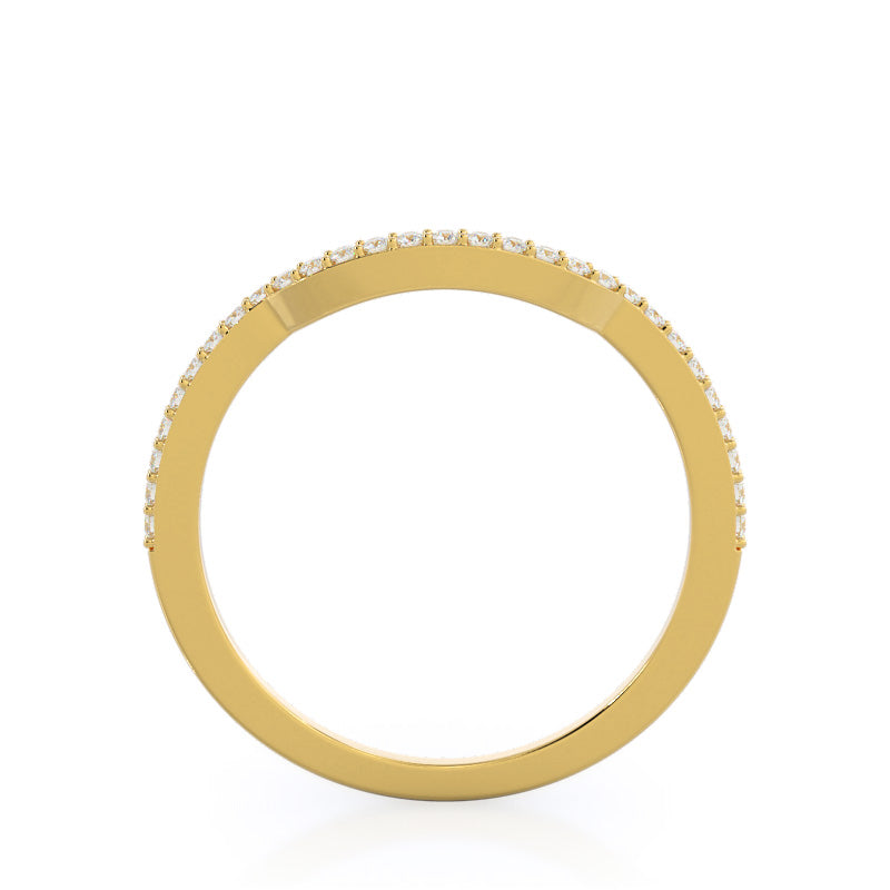 Accent Halo Three Stone Diamond Wedding Band with 18KT Yellow Gold Cut Diamond in 14KT Yellow Gold view 2
