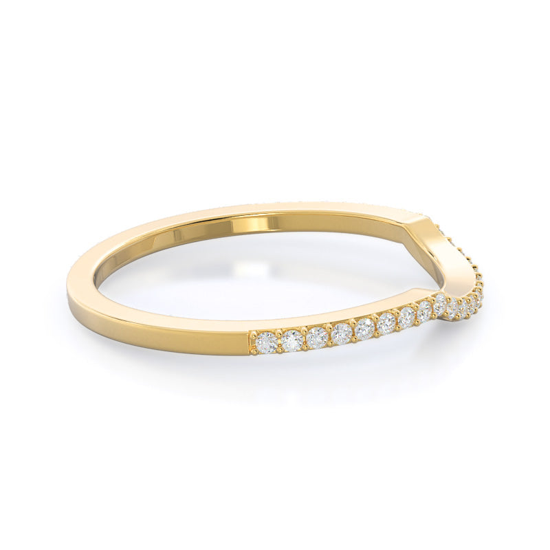 Accent Halo Three Stone Diamond Wedding Band with 18KT Yellow Gold Cut Diamond in 14KT Yellow Gold view 4
