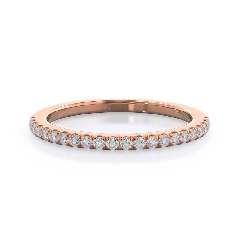 Three Stone Pear Diamond Wedding Band with 18KT Rose Gold Cut Diamond in 14KT Rose Gold view 1
