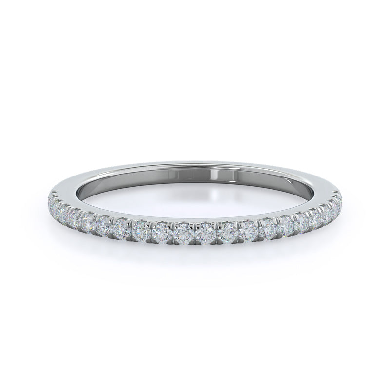 Three Stone Pear Diamond Wedding Band with Platinum Cut Diamond in 14KT Platinum view 1
