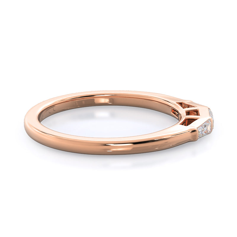 Traditional Three Baguette Diamond Wedding Band with 18KT Rose Gold Cut Diamond in 14KT Rose Gold view 4
