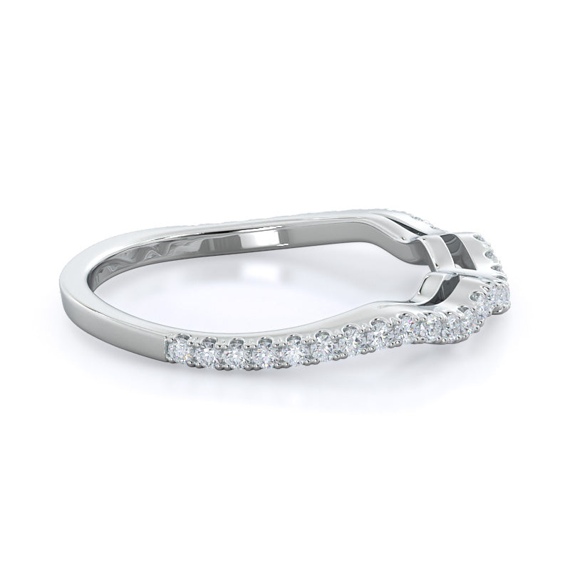 Three Stone Split Shank Diamond Wedding Band with Platinum Cut Diamond in 14KT Platinum view 4
