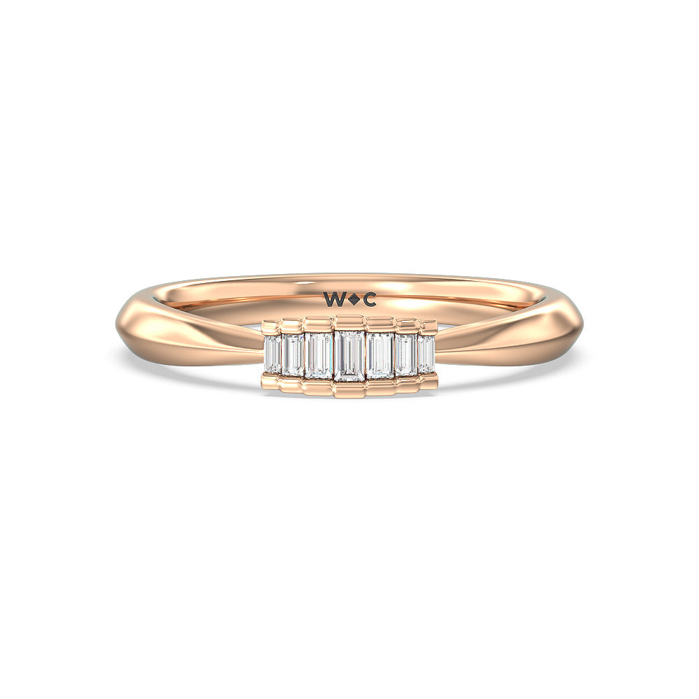 Vintage Glamour Deco Halo Diamond Wedding Band with 18KT Rose Gold Cut Diamond in 14KT Rose Gold view 1
