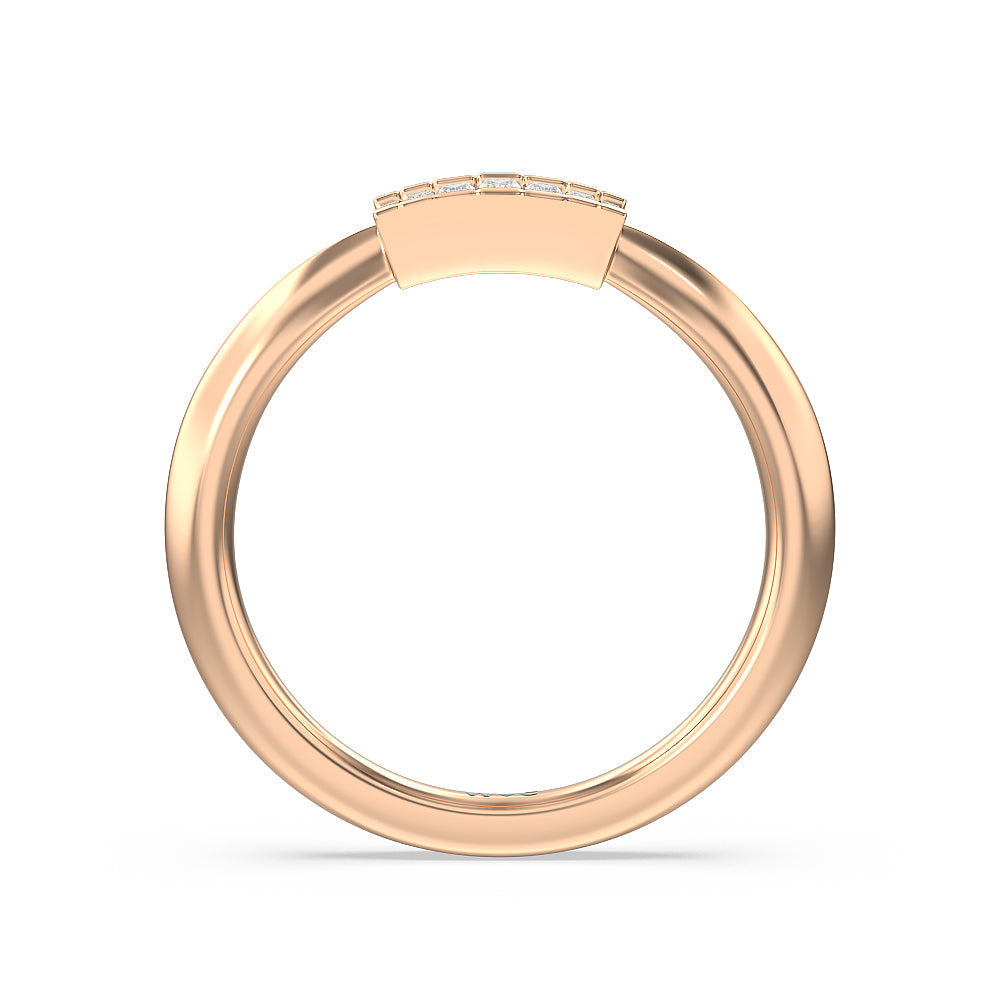 Vintage Glamour Deco Halo Diamond Wedding Band with 18KT Rose Gold Cut Diamond in 14KT Rose Gold view 2
