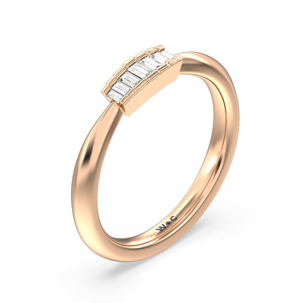 Vintage Glamour Deco Halo Diamond Wedding Band with 18KT Rose Gold Cut Diamond in 14KT Rose Gold view 4
